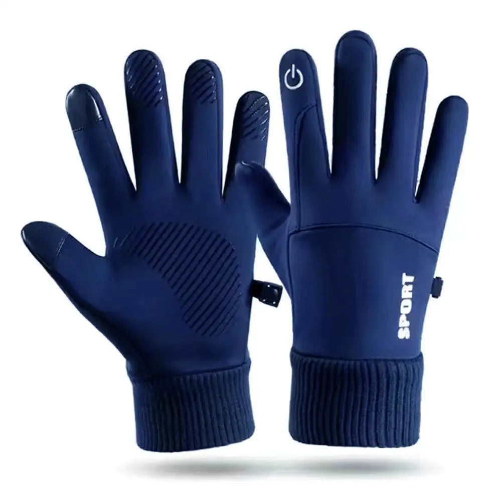 1 Pair Waterproof Winter Gloves Thermal Fleece Lining Windproof Anti Slip Touchscreen For Cycling Skiing Hiking Outdoor Sports