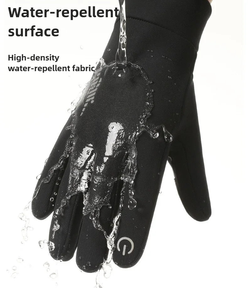 Men Winter Warm Gloves Waterproof Windproof Touchscreen Fleece Lined Thermal Anti Slip Gloves for Outdoor Cycling Hiking