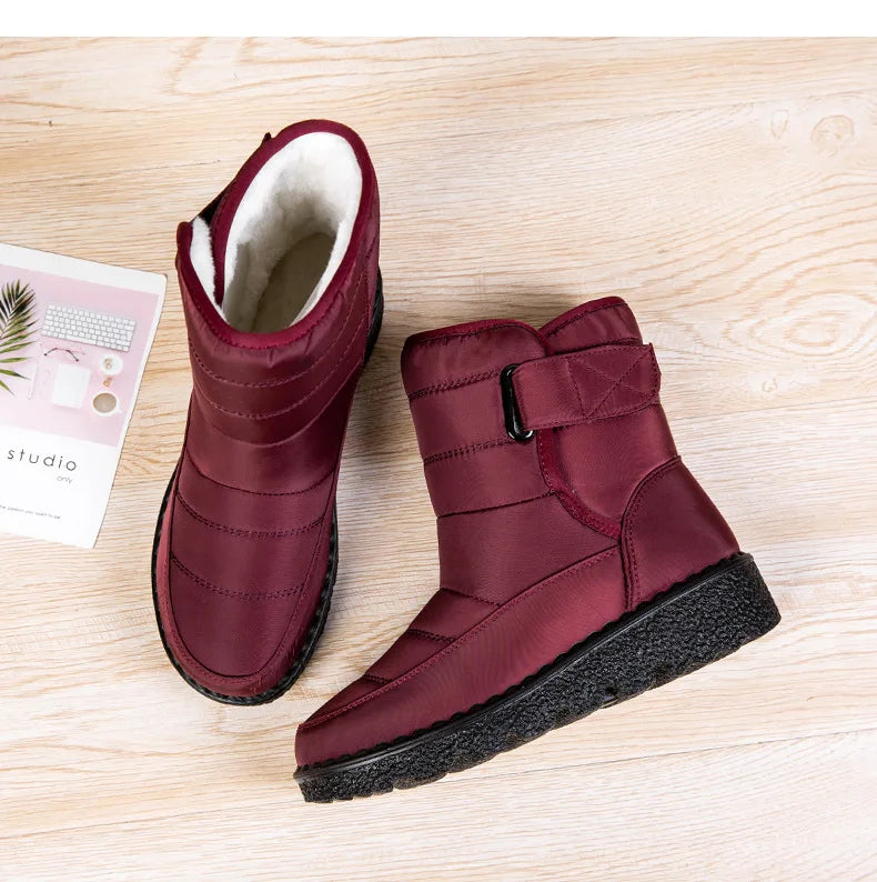 Women Boots 2025 Winter Warm Woman Waterproof Snow Boots Winter Warm Fur Botas Mujer Cotton shoes Black Ankle Boots For Women
