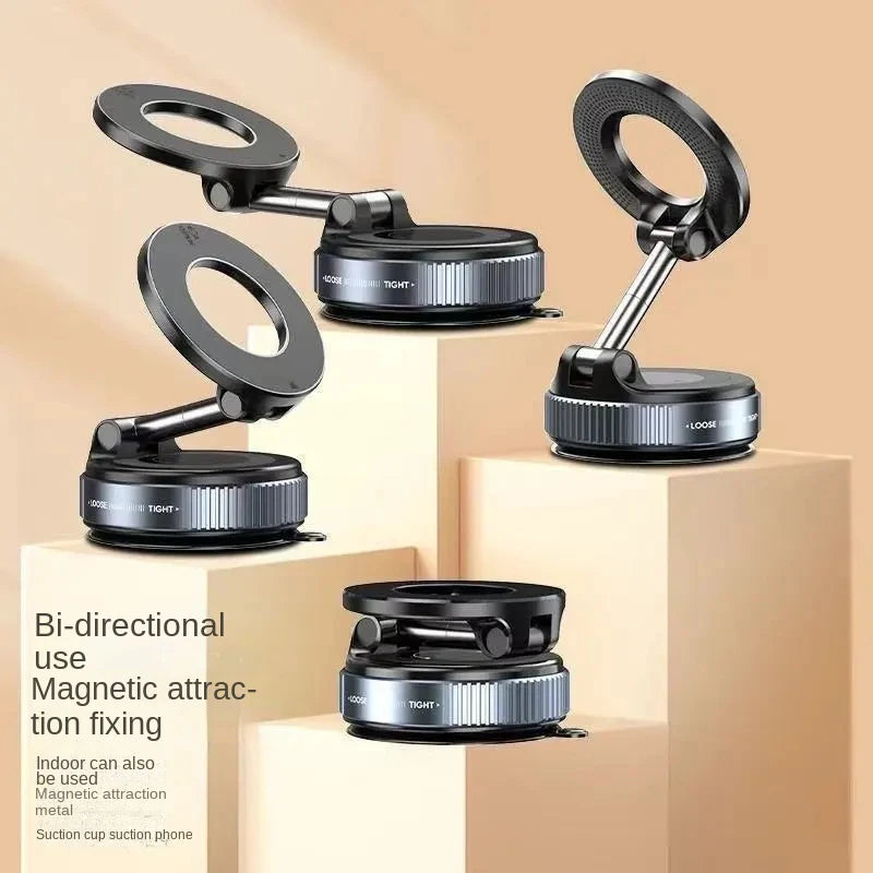Strong Magnetic Car Phone Holder Foldable Design 360° Adjustable Vacuum Mount for Car/Desk/Bathroom/Universal Use Phone Holder