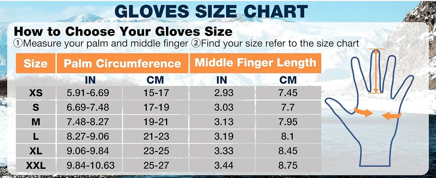 Winter Waterproof Warm Gloves Outdoor Sports Ski Snow Windproof for Cold Weather Thermal, for Fishing Hiking Hunting Cycling