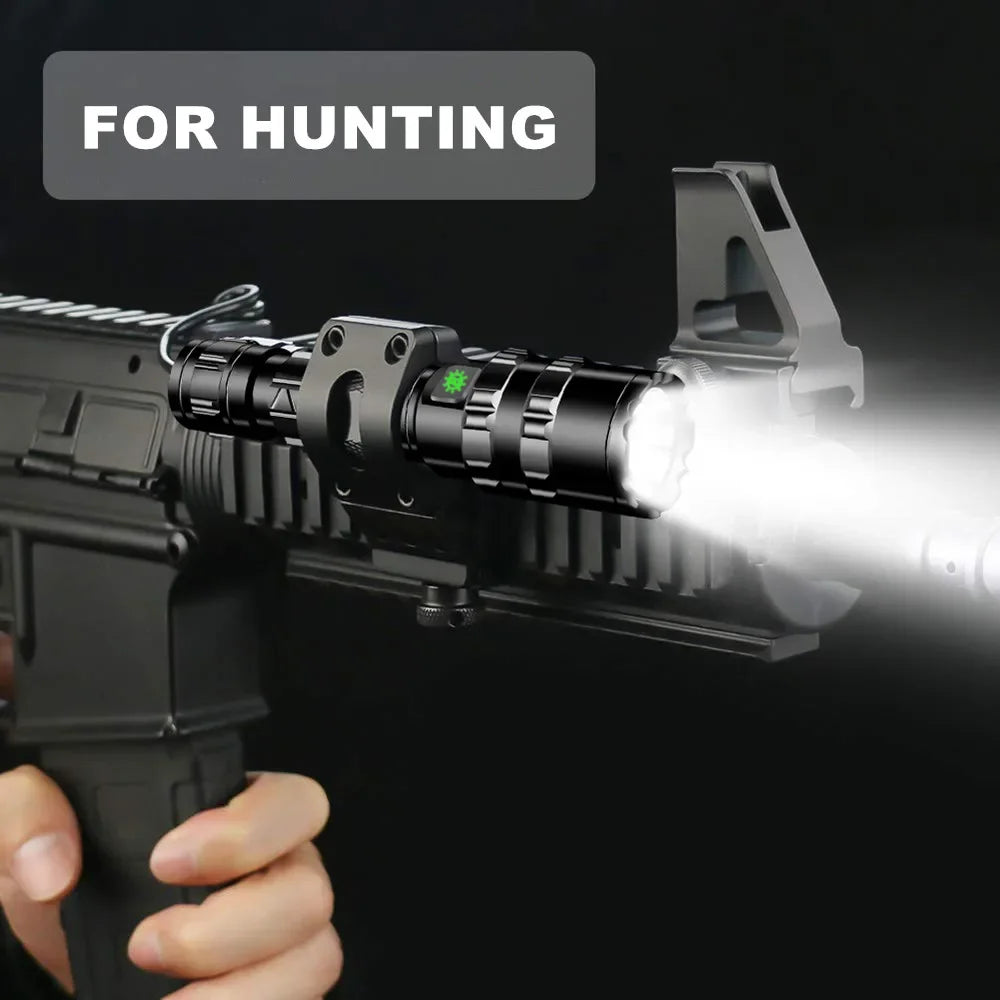 LED Tactical Hunting Flashlight USB Rechargeable Waterproof Torch Lamp Professional Shooting Night Scout Lights Set