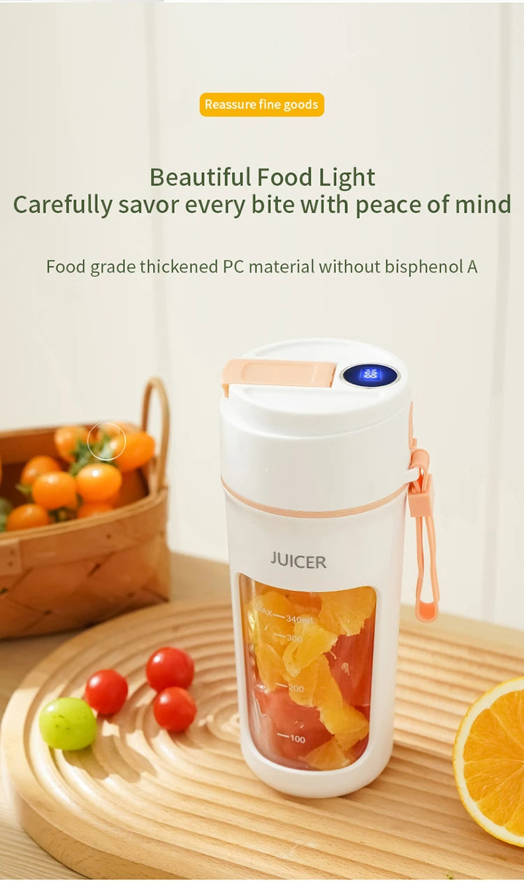 Portable Juicer Mini Electric Blender Multifunction Juice Maker Machine Fruit Mixers Extractors Smoothies Mixer 6 Blades 1200mAh