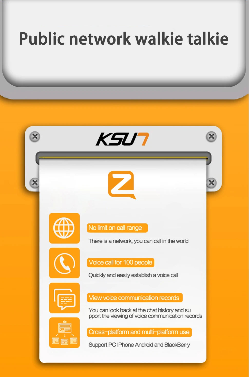 Long Range Walkie Talkie 4g Network  Android Internet Wifi Compatible With ZELLO App 100KM Global POC Radio Station KSUN ZL10