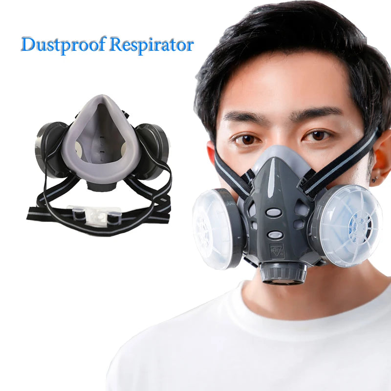 Half Face Dust Mask Dual Filter Dust-proof Respirator Reusable Mask For Work Safety Carpenter Builder Polishing Daily Protection