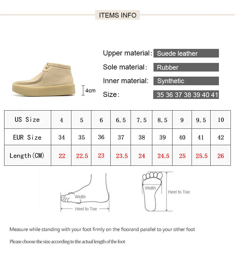 Smile Circle Wallabee Cup Cow Suede Leather Shoes Women Lace up Ankle Boots Thick Bottom Comfortable Flat Casual Sho