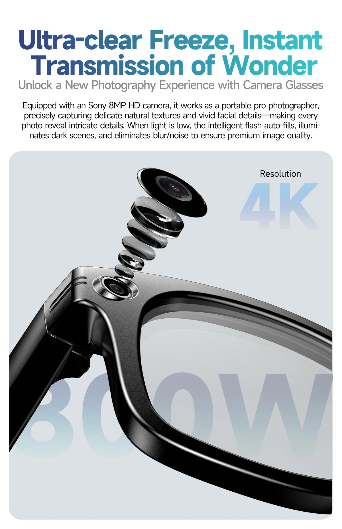 AI Smart Glasses 8K HD Photochromic Multifunction Translate Camera Glasse Bluetooth Call Voice Assistant Music Player Sunglasses