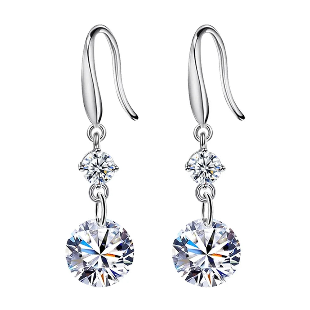 Lihong Women's 925 Sterling Silver AAAAA Zircon Long Earrings Fashion Jewelry for Wedding Gift