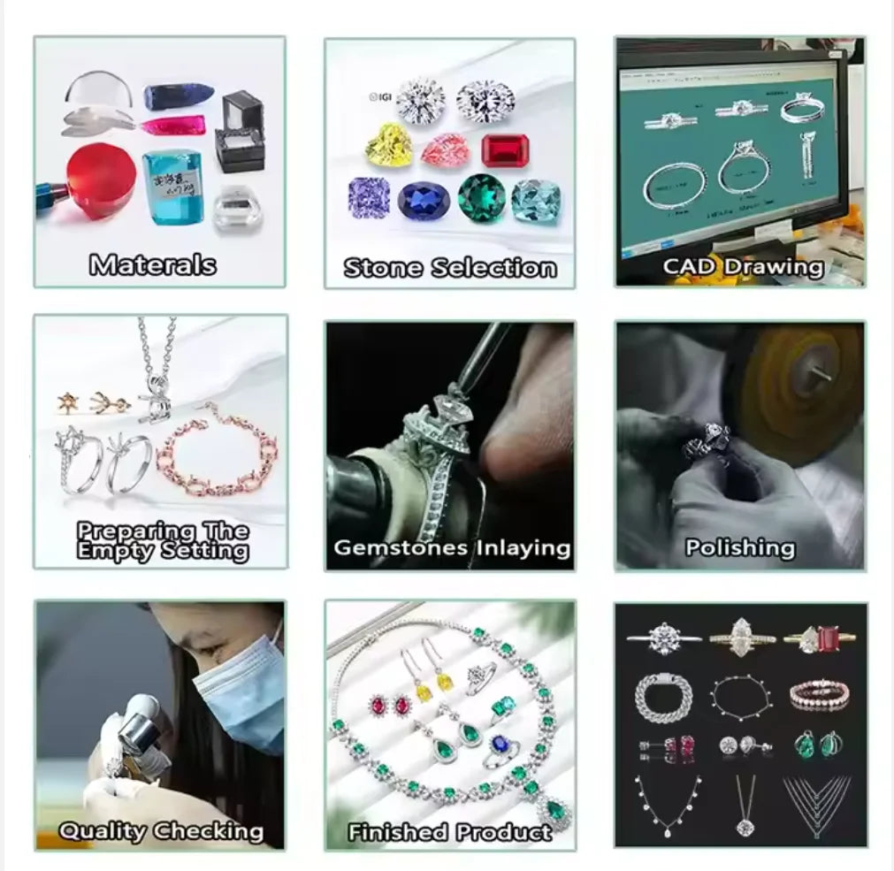 Lab Grown Dimaond and Lab Emerald Necklace for Women Solid 18K 14K 10K 925 Sliver Yellow Gold Emerald Pendant for Anniversary