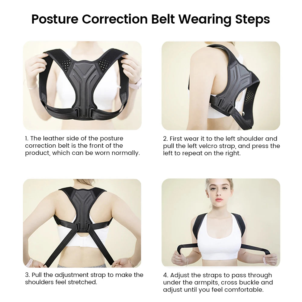 WOMENS Adjustable Back Shoulder Posture Corrector Belt Clavicle Spine Support Reshape Your Body Home Office Sport Upper Back Neck Brace