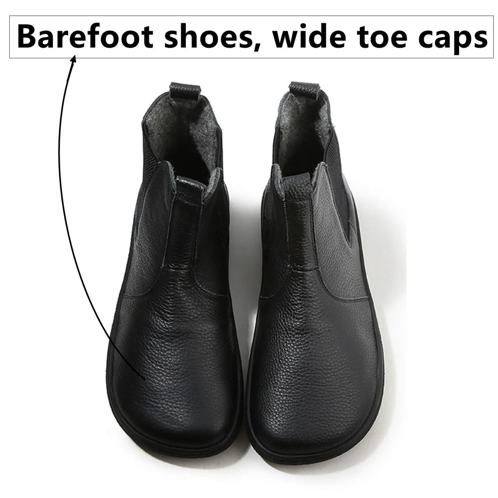 Barefoot Leather Boots With Wool Linning Inside For Women  man Zero Drop Wider Toes Box