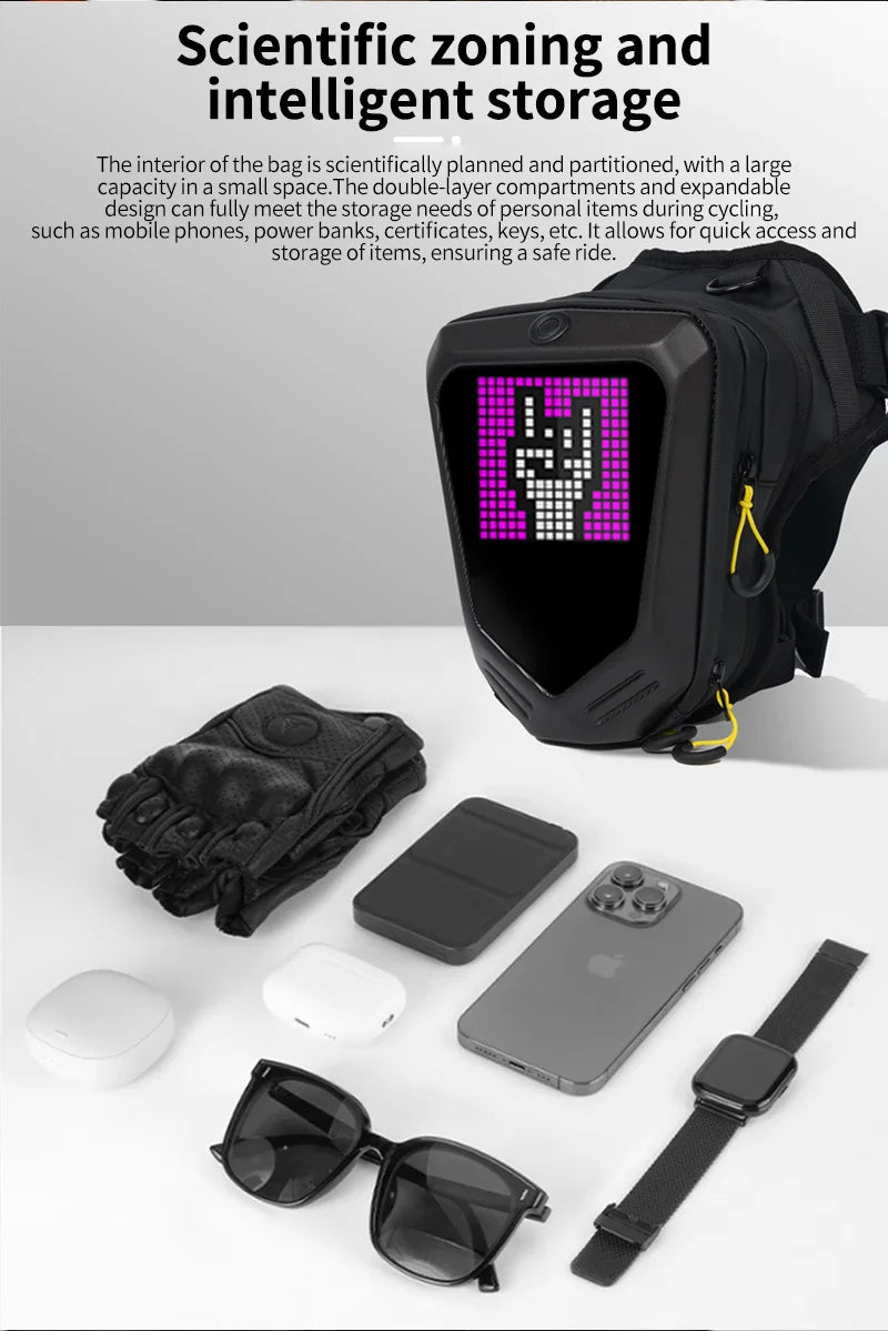 LED Riding Leg Bag Motorcycle Bike DIY pixel screen Single Cross Shoulder Waterproof Outdoor bag Loy Traveler S7-1 FireEye S8-1