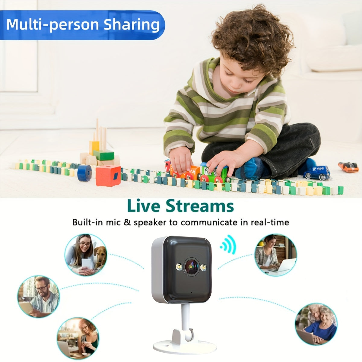 2pcs 1080P HD Wireless Security Cameras with Smart AI Detection, Spotlight, Color Night Vision, WiFi Connectivity, Cloud/SD Storage, Two-Way Audio - USB Powered, Wall Mountable for Home Safety, Wireless Outdoor Security Camer